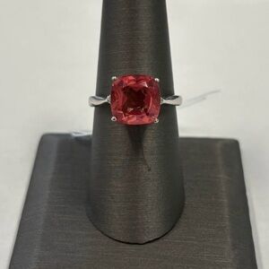 925 Sterling Silver Size 8 Pink Gemstone Ring
